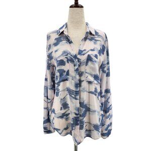 Anthropologie Cloth & Stone Womens XS Top Classic Button Down Blue Pink